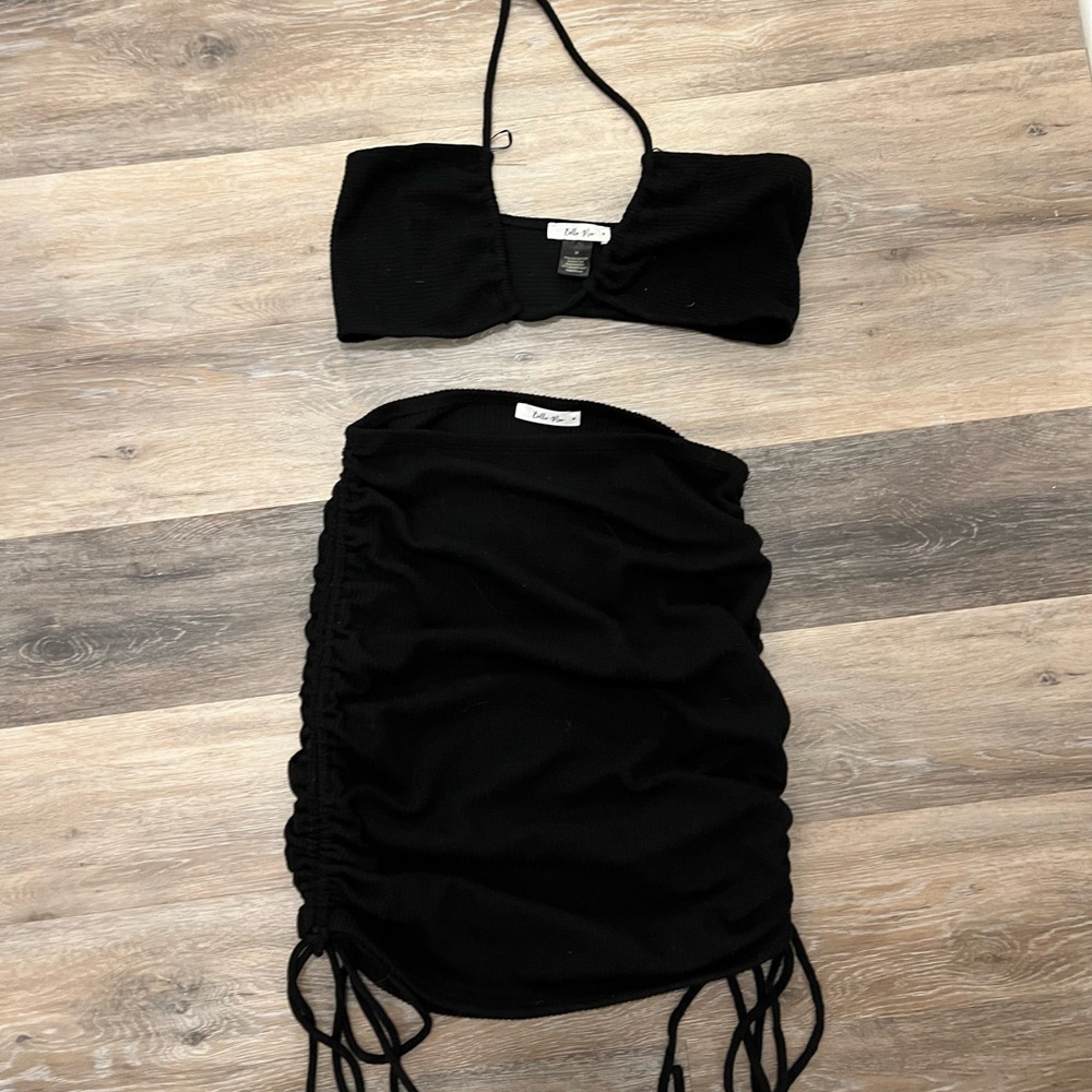 Black 2 piece skirt and bralette top set